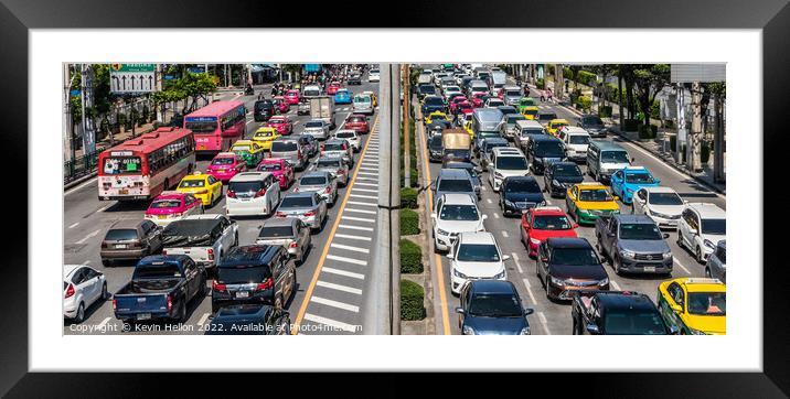 Bangkok rush hour traffic Framed Mounted Print by Kevin Hellon