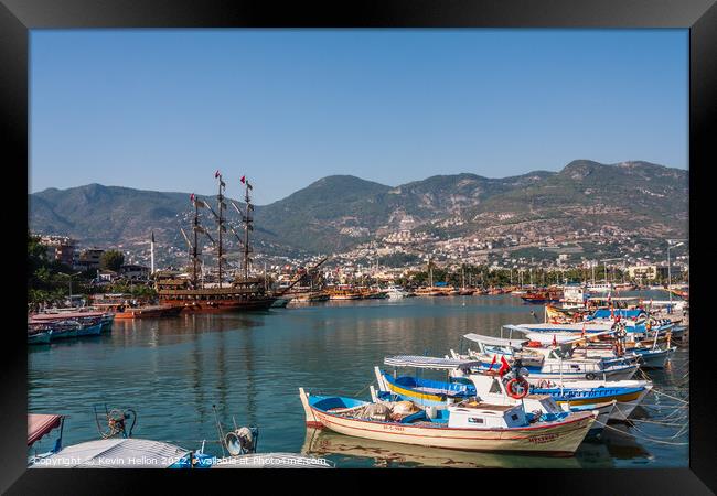 Boats in Alanya Harbour, Framed Print by Kevin Hellon