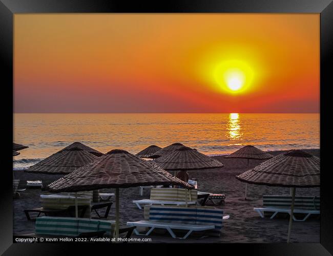 Sunset over Mahmutlar Beach, Alanya, Turkey Framed Print by Kevin Hellon