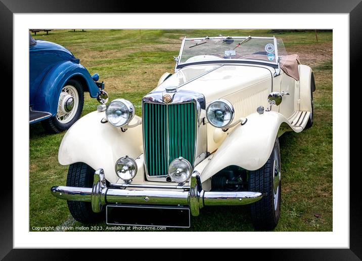 White MG TD classic British sports car Framed Mounted Print by Kevin Hellon