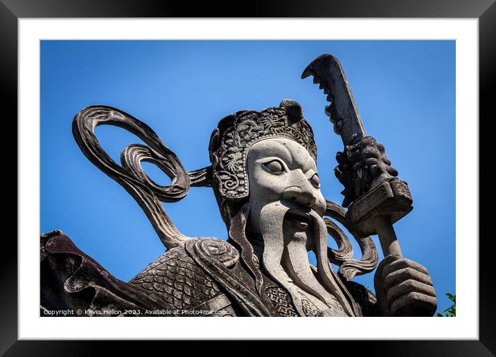 Guardian statue, Wat Pho, Framed Mounted Print by Kevin Hellon