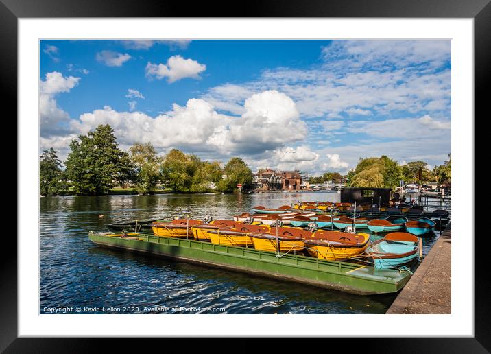 Boats for hire on the River Thames, Windsor, Berkshire, England Framed Mounted Print by Kevin Hellon