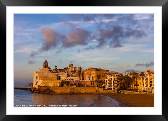 View of Sitges, Spain basking in the early morning Framed Mounted Print by Kevin Hellon