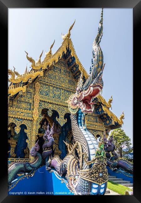 Naga, Blue Temple, Wat Rong Suea Ten,  Framed Print by Kevin Hellon