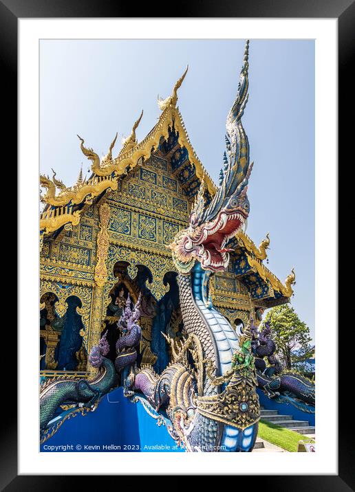 Naga, Blue Temple, Wat Rong Suea Ten,  Framed Mounted Print by Kevin Hellon