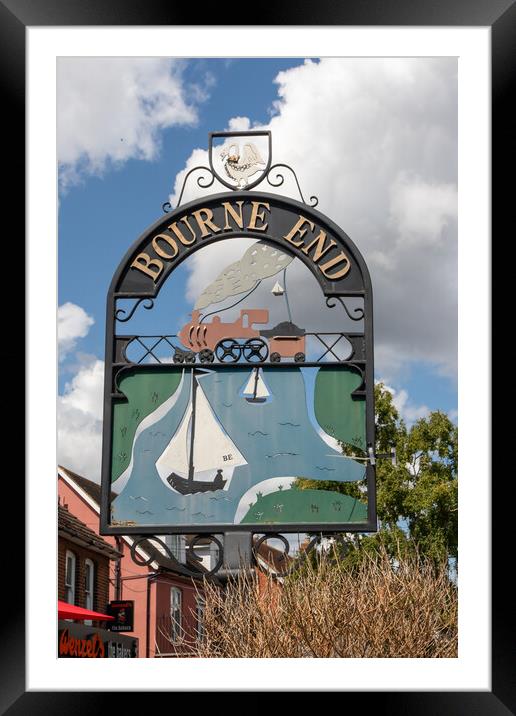 Sign for Bourne End a village on the River Thames Framed Mounted Print by Kevin Hellon