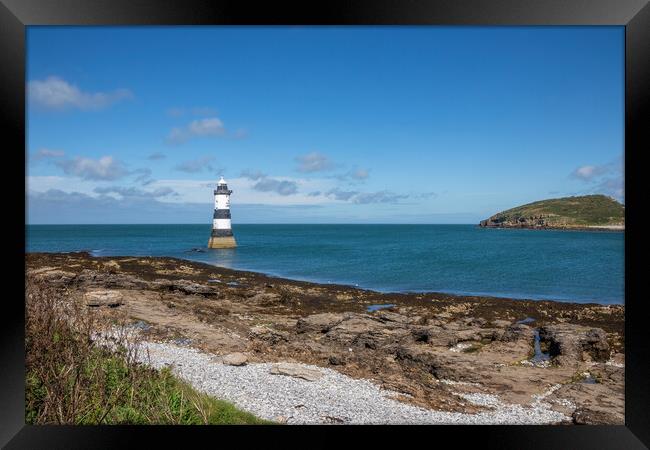 Penmon Lighthouse. and Puffin Island, Framed Print by Kevin Hellon