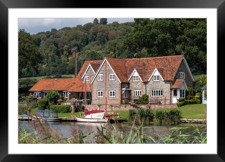 Houses on the River Thames, Hambleden Framed Mounted Print by Kevin Hellon