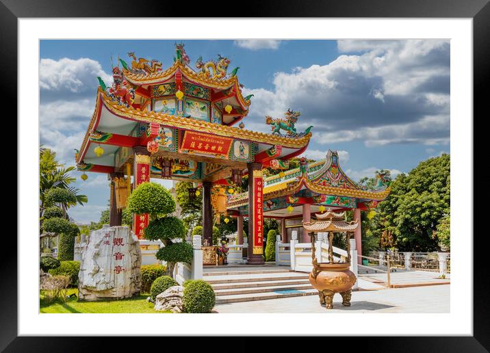 Chinese temple, Mae Sot, Thailand Framed Mounted Print by Kevin Hellon