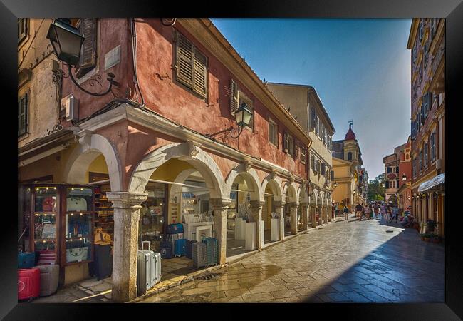 Venetian architecture in old Corfu town Framed Print by Kevin Hellon