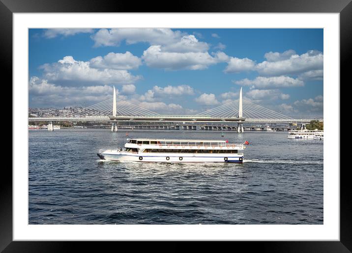 Ferry on the Bosphorous Framed Mounted Print by Kevin Hellon
