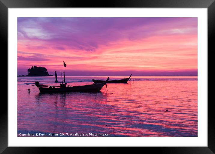 Sunset at Nai Yang beach Framed Mounted Print by Kevin Hellon