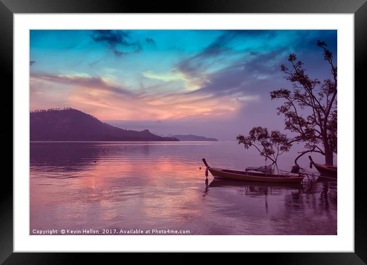 Dawn in Phang Nga Bay from Phuket, Thailand Framed Mounted Print by Kevin Hellon