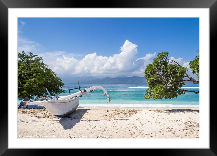 Jukung outrigger boat Framed Mounted Print by Kevin Hellon