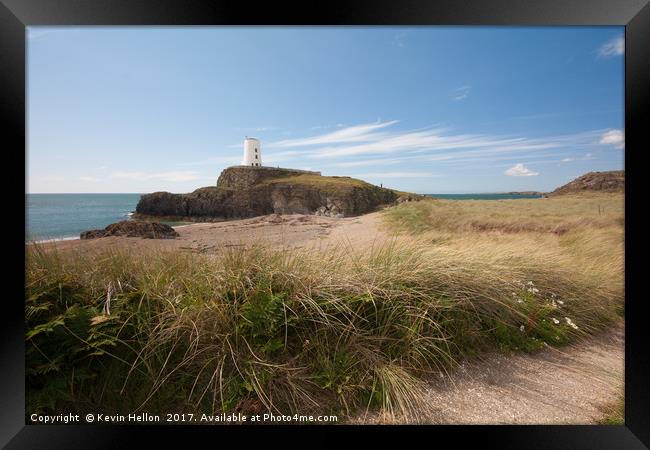 Lighthouse on Llanddwyn island, Anglesey, Gwynedd, Framed Print by Kevin Hellon