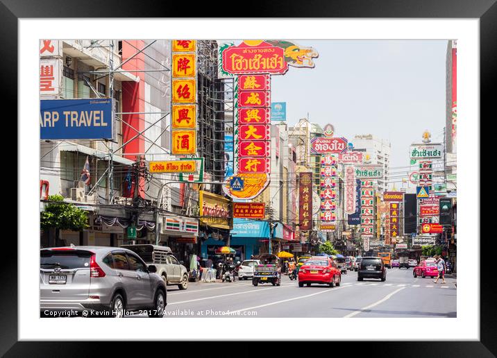 Traffic and chinese signs Framed Mounted Print by Kevin Hellon