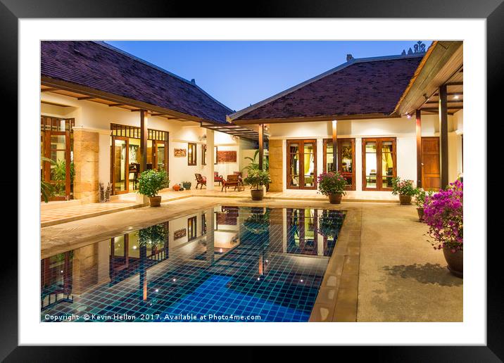 Luxury tropical Balinese style villa Framed Mounted Print by Kevin Hellon
