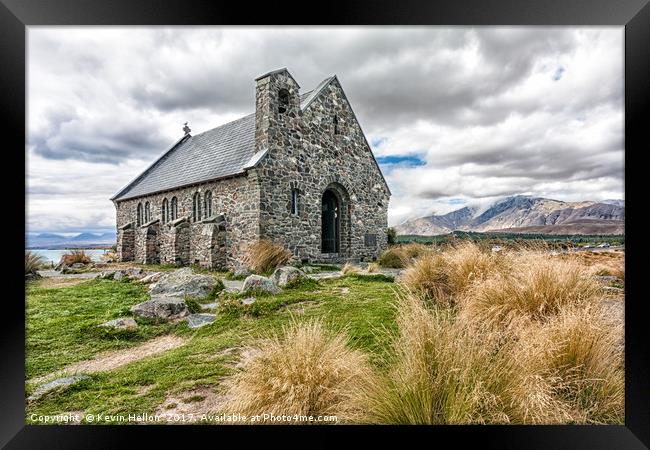 The Church of the Good Shepherd, Lake Tekapo, Sout Framed Print by Kevin Hellon