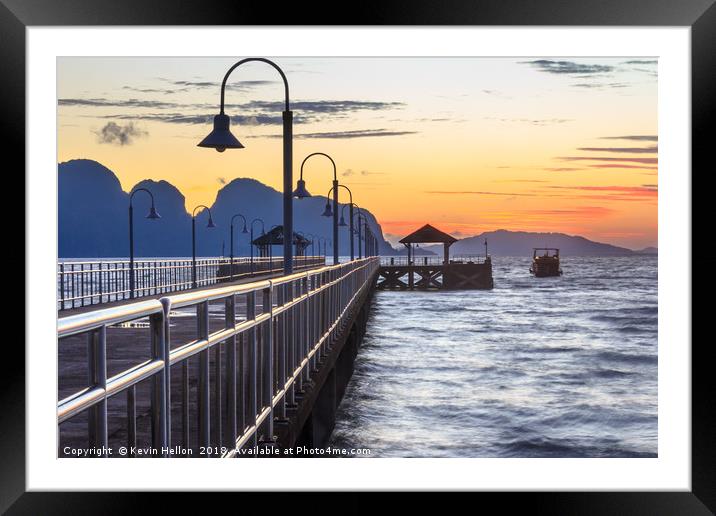Dawn, Khlong Kian pier Framed Mounted Print by Kevin Hellon