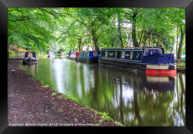 Narrowboats in canal basin Framed Print by Kevin Hellon