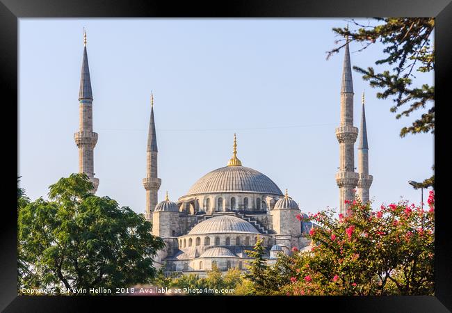 View of the Blue Mosque Framed Print by Kevin Hellon
