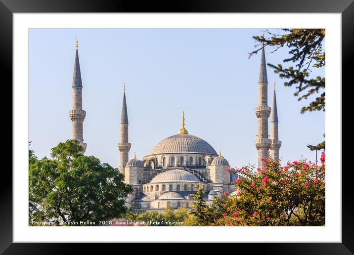 View of the Blue Mosque Framed Mounted Print by Kevin Hellon