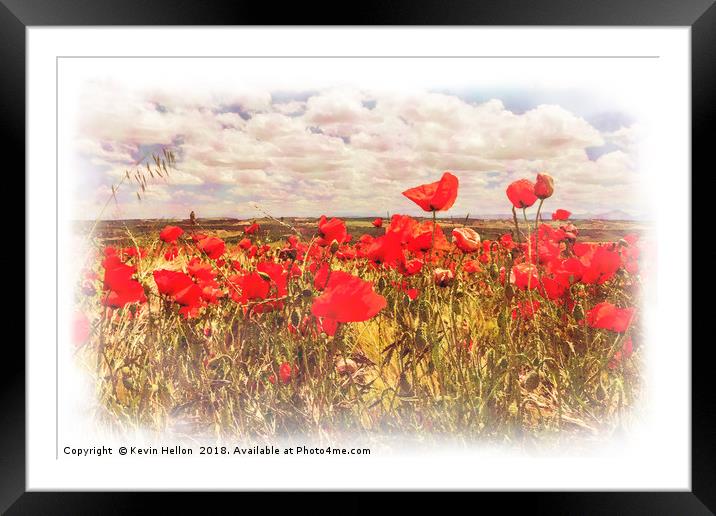 Poppy field and clouds, Granada Province, Spain Framed Mounted Print by Kevin Hellon