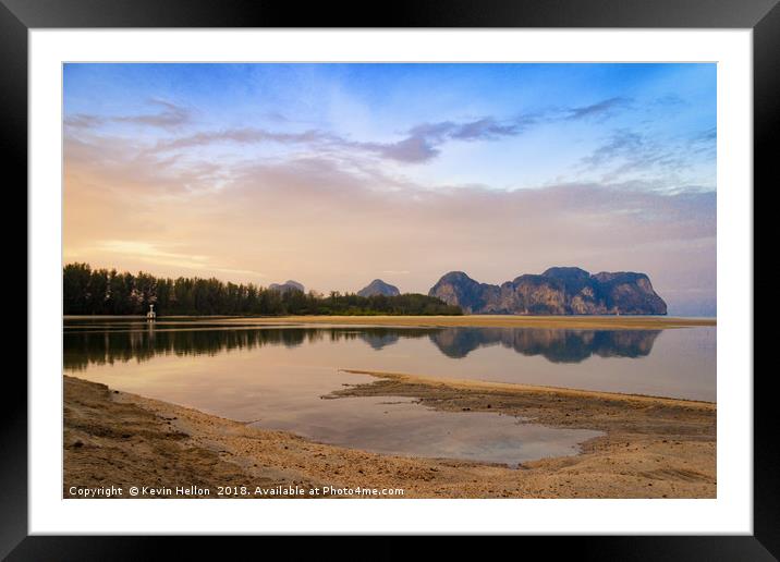 Reflections in the water at sunrise Framed Mounted Print by Kevin Hellon