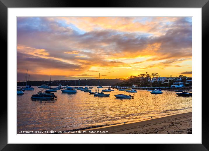 Sunset 0ver Watsons Bay harbour Framed Mounted Print by Kevin Hellon