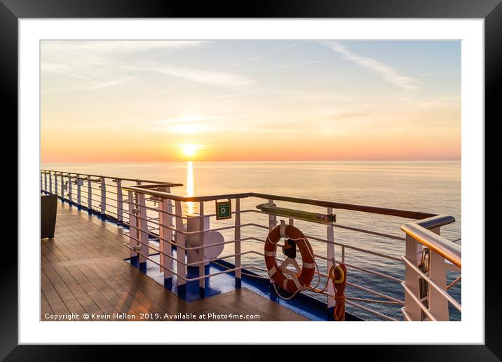 Sunset from a ship Framed Mounted Print by Kevin Hellon