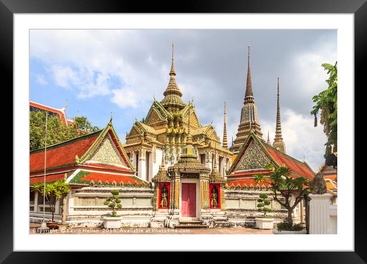Stupas in Wat Pho, Bangkok, Thailand Framed Mounted Print by Kevin Hellon