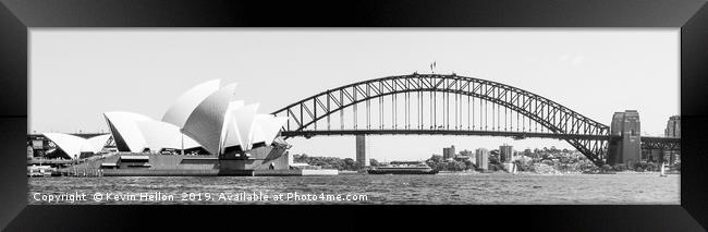 Panoramic view of the Opera House and Sydney Harbo Framed Print by Kevin Hellon