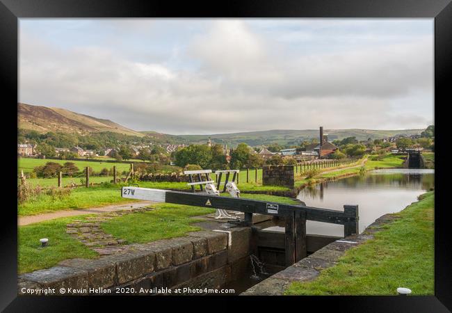 Lock gate 27 and pound on the Huddersfield narrow  Framed Print by Kevin Hellon