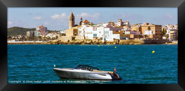 Power boat anchored Framed Print by Kevin Hellon