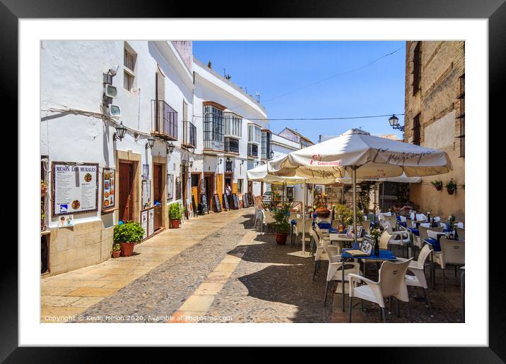 Restaurants with outdoor seating Framed Mounted Print by Kevin Hellon