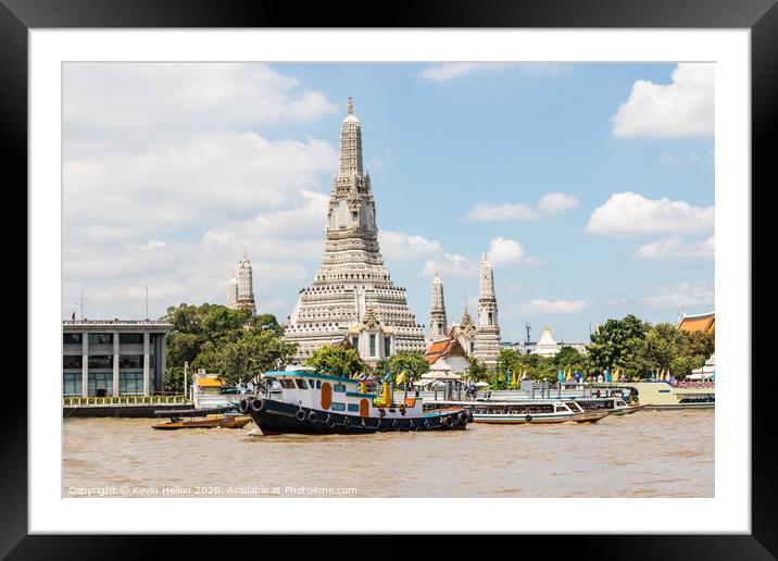 Wat Arun Temple of Dawn Framed Mounted Print by Kevin Hellon