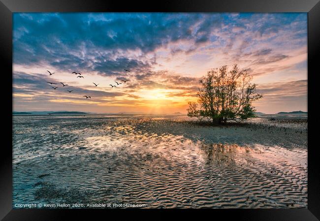Dawn over the mudflats Framed Print by Kevin Hellon