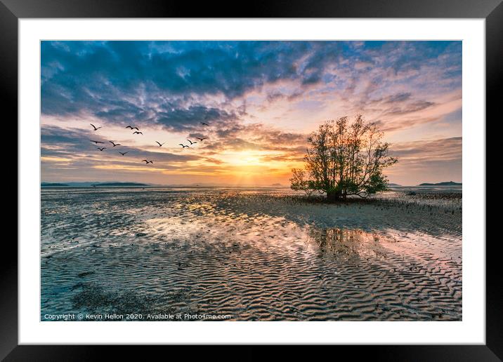 Dawn over the mudflats Framed Mounted Print by Kevin Hellon