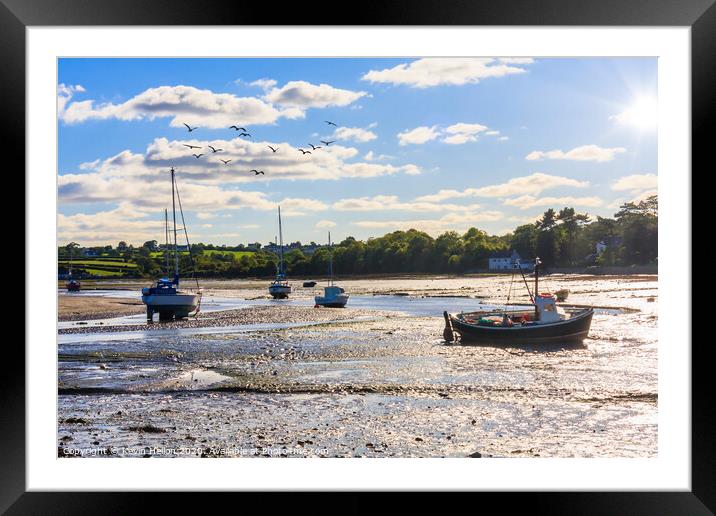 Boats at anchor in Red Wharf Bay Framed Mounted Print by Kevin Hellon