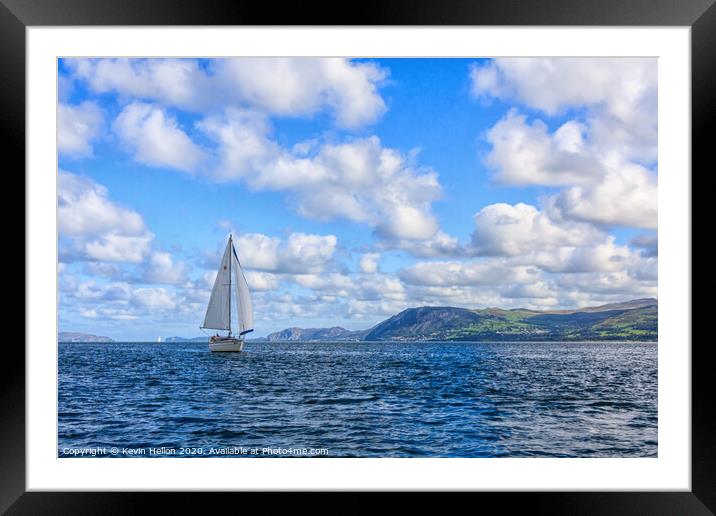 Yacht sailing in the Menai Straits Framed Mounted Print by Kevin Hellon