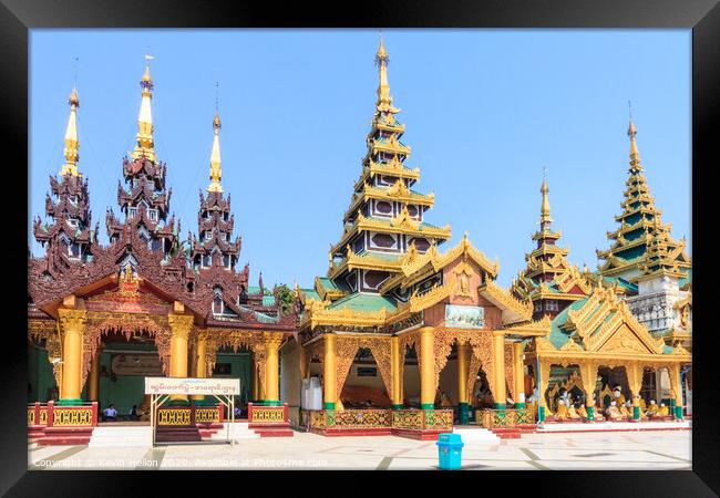Buildings in Shwedagon Pagoda Framed Print by Kevin Hellon
