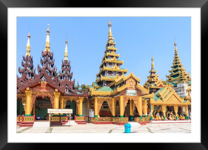 Buildings in Shwedagon Pagoda Framed Mounted Print by Kevin Hellon