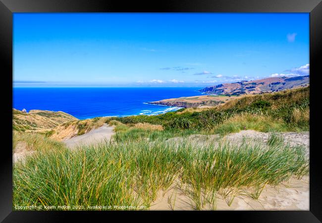 The sand dunes at Sandfly Bay Framed Print by Kevin Hellon