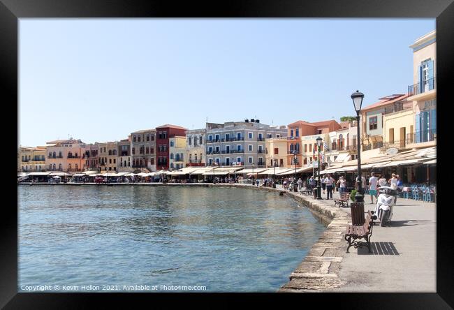 Restaurants by the side of the old Venetian harbou Framed Print by Kevin Hellon