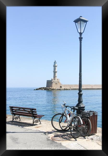 Chania harbour Crete Framed Print by Kevin Hellon