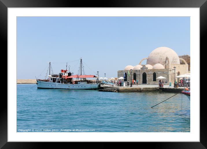 Chania harbour, Crete, Greece Framed Mounted Print by Kevin Hellon