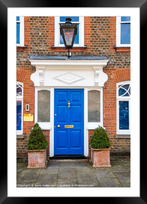 Blue front door Framed Mounted Print by Kevin Hellon
