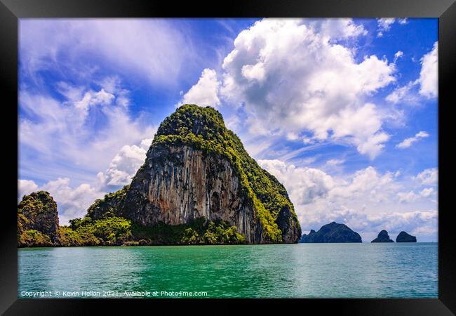 Limestone outcrops, Phang Nga Bay, Thailand Framed Print by Kevin Hellon