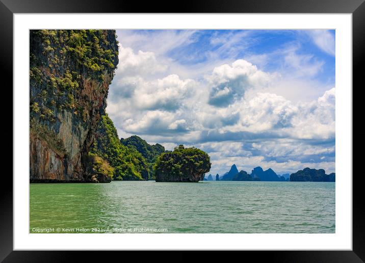 Limestone outcrops, Phang Nga Bay, Thailand Framed Mounted Print by Kevin Hellon
