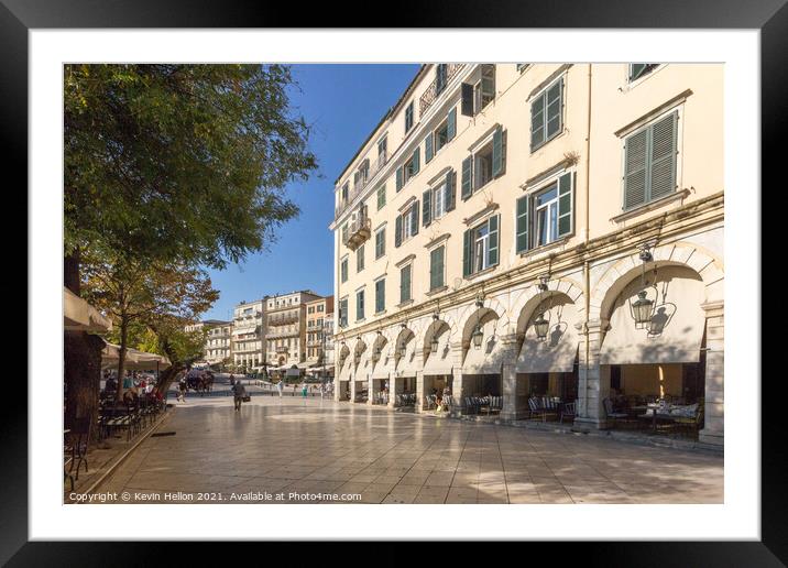 Venetian architecture on Kapodistriou street Framed Mounted Print by Kevin Hellon